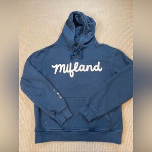 Mifland Hoodie Sweatshirt Mens Medium Blue Cotton Script Logo Streetwear